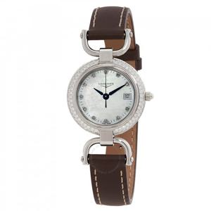 론진 승마 쿼츠 다이아몬드 화이트 마더 오브 펄 다이알 여성용 시계 L6.130.0.89.2