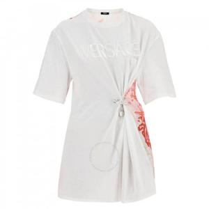 베르사체 세이프티 핀 바로코 씨 프린트 티셔츠 1011320-1A11605-화이트+멀티컬러