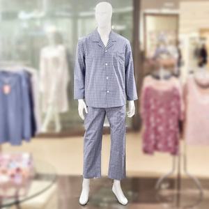 [와코루] 남성 선염 면 200수 체크 파자마 (WPA2473M)