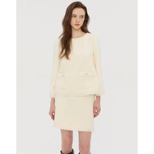 질스튜어트 뉴욕 여성 25FW 시즌오프 아이보리 올풀림장식 울혼방 트위드스커트 JSSK5D390IV