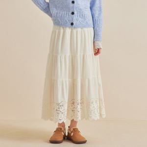 [포커스]겉기모 레이스 배색 롱스커트 PBBF5W1SK8231