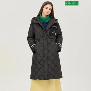 베네통 다이아 퀼팅 후드 롱 구스패딩 BAPDA3561