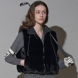 [르니앤맥코이골프] 여성 후드 하이넥 리버시블 퍼 베스트 FN01VT700L