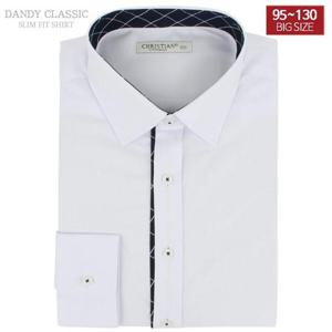 [95-120 빅사이즈] 화이트 긴팔 슬림핏 와이셔츠 - 77