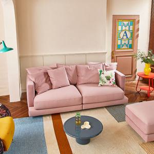 [에싸] 위켄드 3인 리브 패브릭 소파(스툴 선택)