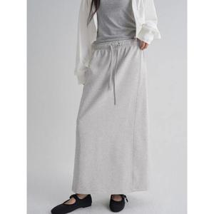 (355927LC13) [에잇세컨즈] 솔리드 저지 스커트  그레이