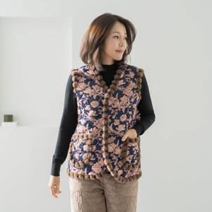엄마옷 마담4060 융털꽃무늬누빔조끼 여성 데일리 -ZD000168-