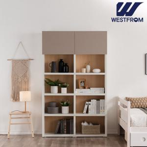 웨스트프롬 모던와플 5단 책장 120cm 그레이 도어형 크림화이트