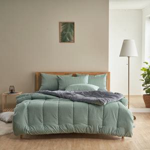 더크린 리얼체크 밍크극세사 차렵이불 Q올리브 단품