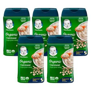 5개X  거버오가닉  오트밀  싱글  그레인  시리얼  아기  이유식  227g