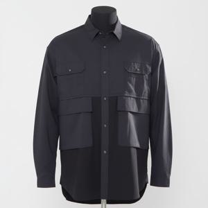 WHITE MOUNTAINEERING RIPSTOP(WM2371104 BLACK) (립스탑 페이크 레이어드 셔츠)