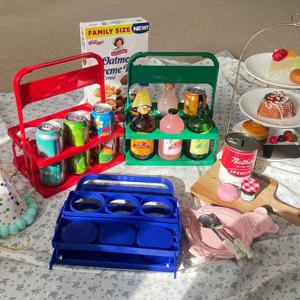 캔 음료 맥주 캐리어 트레이 [3color 감성 캠핑 6구 플라스틱 접이식 테이크아웃 커피 피크닉 소품 용품]