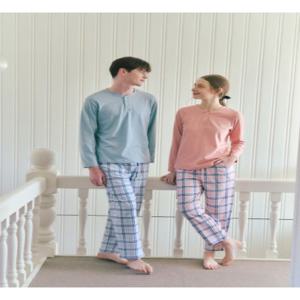 비너스 (커플바지) 피부자극제로 누구나 입기편안 면 체크바지 홈웨어-[VEPA101WM]