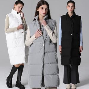 [르오트(LeOT)] 미니멀 페미닌 원버튼 다운 패딩 롱베스트