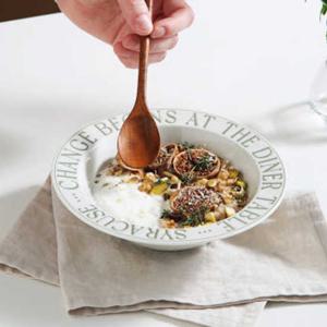 [시라쿠스]레터링 플레이팅 테이블웨어 홈카페 구프 찬기 18cm (2color)