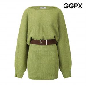 [GGPX] 스퀘이드 벨트 세트 퍼프 미니 니트 원피스 (GPBOP005F)