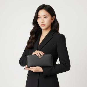 배송 프라다 장지갑 삼각로고 금장 블랙 여성 1ML506 QHH