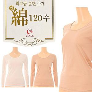 [비너스] 순면 60수 수피마 여자내의상의 [VLG5064CH] 여성겨울 면내복 민자 심플 순면 여학생 내의