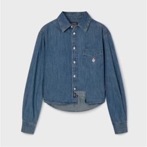 [후아유]여성 스티브 크롭 데님 셔츠 (WHYJG2334F)