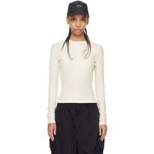 25 FW 요지야마모토 여성 오프 화이트 크루넥 티셔츠 241138F110016