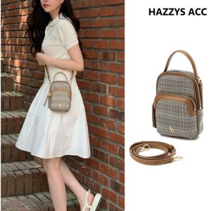 [헤지스/쇼핑백]브라운 체크 미니크로스백 HIWA5E431W2