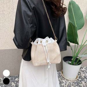 여성 미니백 크로스백 왕골가방 체인 복조리 버킷백