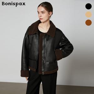 [보니스팍스(여성의류)]덤블 배색 버클 무스탕 자켓 (XOAJK029M0)