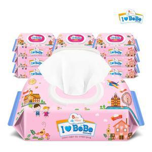 [아이러브베베]핑크 100매 10팩 캡형 아기물티슈