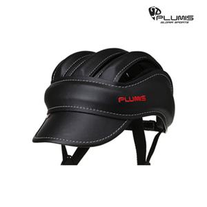 하이만 플루미스 헤드기어 블랙 가죽 자전거 모자