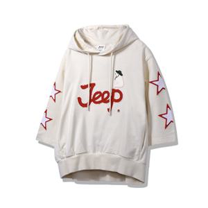 [지프]JP2THF031 여성전용 빈티지 7부 아이보리 후드 티셔츠_SC