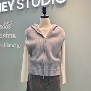 [수스]후드 투웨이 니트 조끼 집업 S261BVT151/그레이