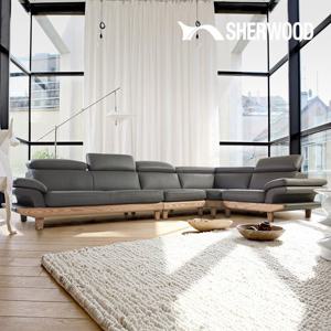 [쉐우드가구] 아쉬 8인용 코너형 이태리 통가죽 천연면피 소가죽 기능성 소파