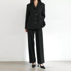 정장 벨트 팬츠 싱글 자켓 와이드핏 슬랙스 팬츠 세트