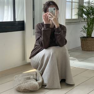 토마토팩토리 여성용 오타루 니트 플레어 롱 스커트(2color)