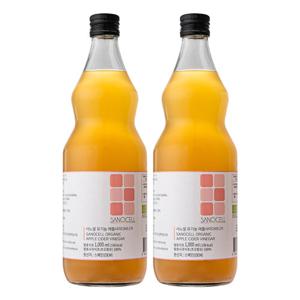 사노셀 유기농 애플사이다 비니거 2병(1000ml x 2병) 발효 사과 초모 식초 유기산 80000mg