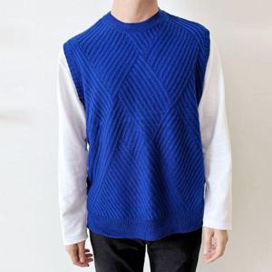 남성 코발트블루 니트 조끼 1P 남자 베스트 데일리룩 (WBBF8AA)