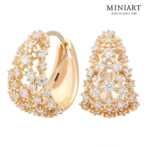 [미니아트] 14KGF 샤인 큐빅 골드필드핀 원터치 링 금 침 귀걸