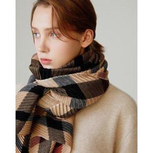 갤러리아_DCSC5F581 닥스 [WOOL100%] 브라운 체크 울 플리츠 스카프