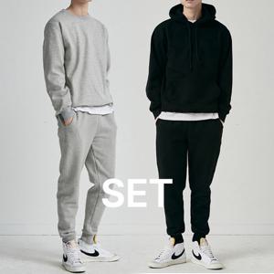 넛지어패럴 / 후드 맨투맨 남녀공용 기모 트레이닝 세트