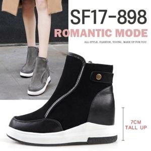 [슈앤필]SF17-898 / 7cm 키높이 퍼 부츠 스니커즈 털안감 방한화