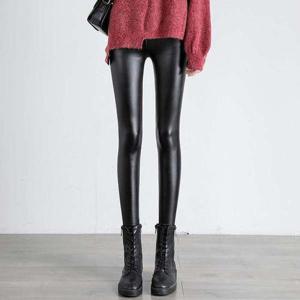 [셀러허브_여성트랜드패션]올블랙 가죽 스판 쫀쫀한 레깅스 슬림 팬츠
