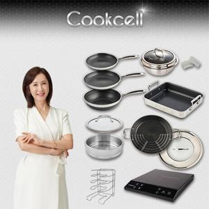 [쿡셀] 블랙큐브 세라믹 IH프라이팬+가마솥+패밀리팬 특집구성(프라이팬22cm, 프라이팬28cm, 궁중팬28cm)+사각멀티팬+가마솥22cm/뚜껑, 36패밀리팬/뚜껑, 28찜기, 28유리뚜껑, 실리콘 손잡이(2P)+프라이팬거치대,쿡셀인덕션