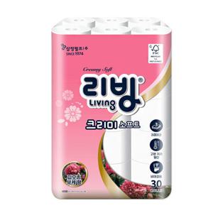 리빙 크리미 소프트 피오니 부케향 3겹도톰 화장지  30롤/두루마리휴지,화장실휴지
