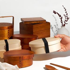 코지테이블 나무 도시락 다크우드 1단