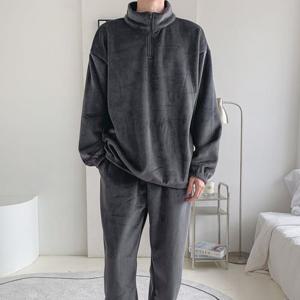 [옷자락] 남자 가을 겨울 골지 집업 오버핏티 소프트 조거 세트