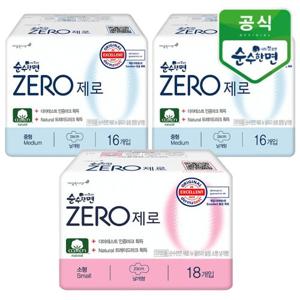 순수한면 제로 생리대 중형 16입x2팩+소형18입