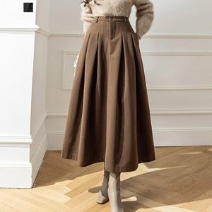 [페이릿] [~77까지]케릿 모직 안감 플리츠 포인트 롱스커트