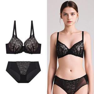 [에블린]헴팬티세트 로맨티크_투톤 노와이어 (블랙 스킨) MIX EBBRFA425H