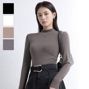 [에이치플러스몰]반목 긴팔 티셔츠 부드러운 모달 롱 이너 폴라티 4컬