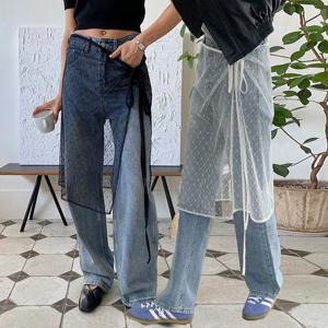 [유야]시스루 플라워 망사 레이어드 랩스커트 레이스 랩치마 y2k 유니크 -SK0055H- 여성 봄 여름